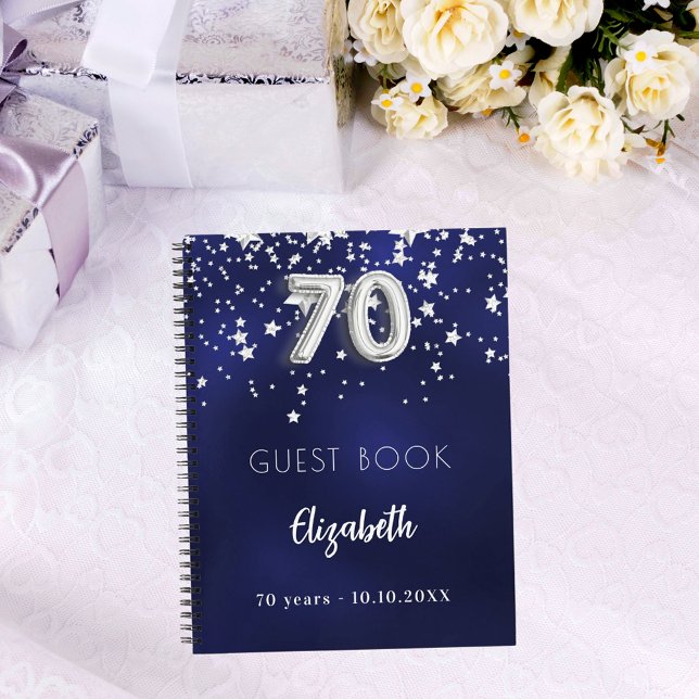 Livre d'invités 70e anniversaire marine bleu argen (Créateur téléchargé)