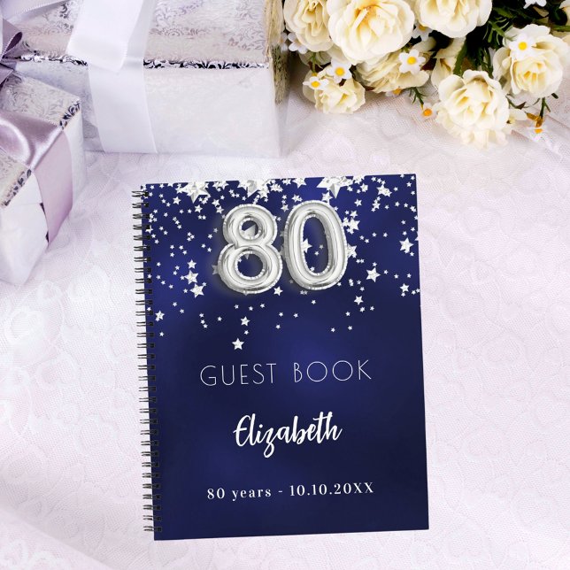 Livre d'invités 80e anniversaire marine bleu argen (Créateur téléchargé)