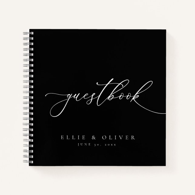 Livre d'invités Black & White Elegant Wedding (Devant)