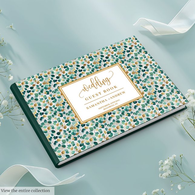 Livre D'Invités Dreamed Deep Green Et Gold Mariage (Dreamy Deep Green And Gold Wedding Guest Book)