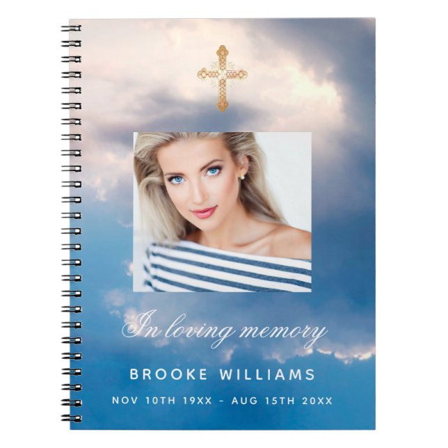 Livre d'invités funérailles mémorial bleu ciel pho (Devant)