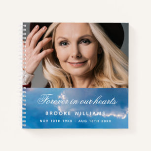 Livre d'invités funérailles mémorial bleu ciel pho