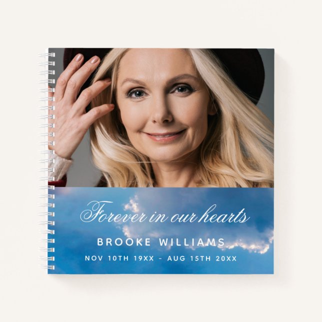 Livre d'invités funérailles mémorial bleu ciel pho (Devant)