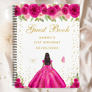 Livre d'invités Hot Rose Floral Dark Skin Princess
