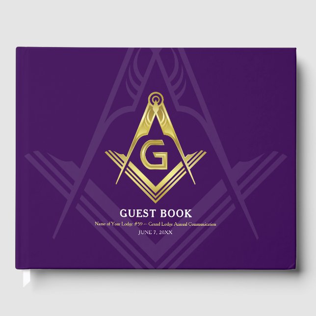 Livre d'invités maçonnique violet et or | Freemaso (Recto)