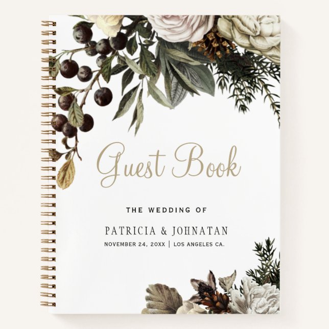 Livre d'invités mariage élégant floral (Devant)