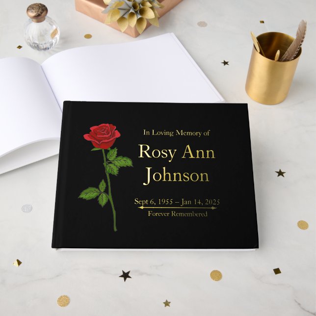 Livre D'or Сustom Foil Funeral Memorial Guest Book (Recto ouvert)