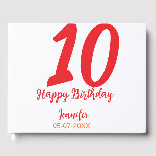 Livre D'or 10e anniversaire ajouter nom date année rouge modè