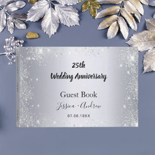Livre D'or 25e anniversaire mariage parties scintillant argen