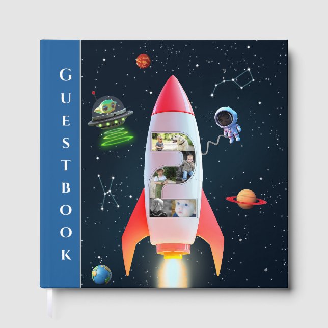 Livre D'or 2e Anniversaire Rocket Space | Immense Collage pho (Recto)