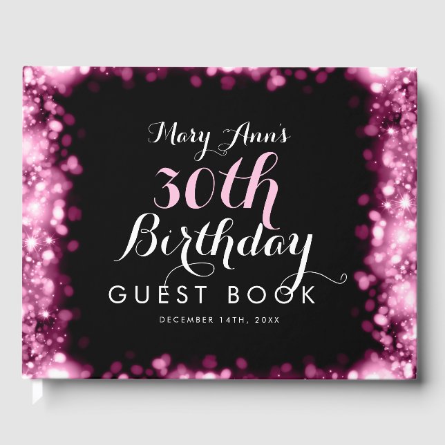 Livre d'or 30th Birthday Pink Sparkling Lights (Recto)
