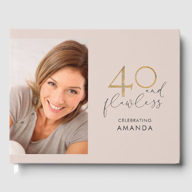 Livre D'or 40 & Flawless Rose and Gold 40th Birthday Photo (Recto)
