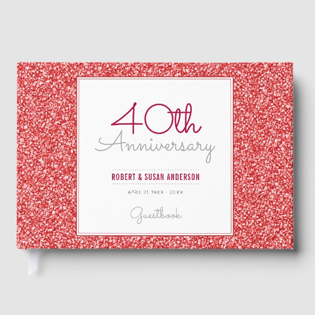 Livre D'or 40e anniversaire Faux Parties scintillant rouge (Recto)