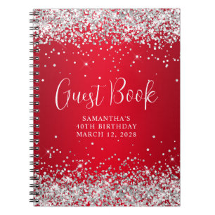 Livre d'or 40e anniversaire ombré rouge paillettes