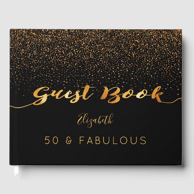 Livre D'or 50 & Fabuleux 50e anniversaire noir confetti or (Recto)