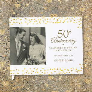 Livre D'or 50e Anniversaire de Mariage Cœurs en Or Photo