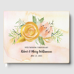 Livre D'or 50e anniversaire Mariage or rose floral
