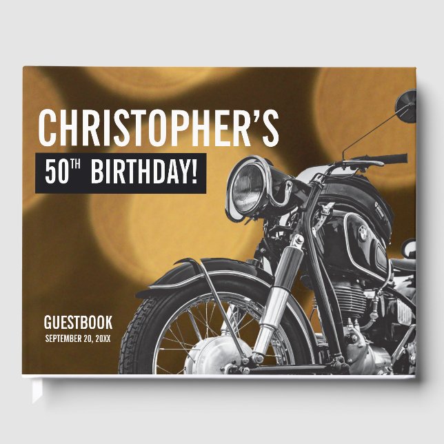Livre D'or 50e anniversaire Motorcycle Gold et Black thème (Recto)