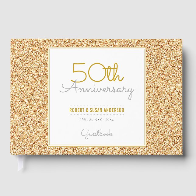 Livre D'or 50e anniversaire Parties scintillant d'or Faux (Recto)