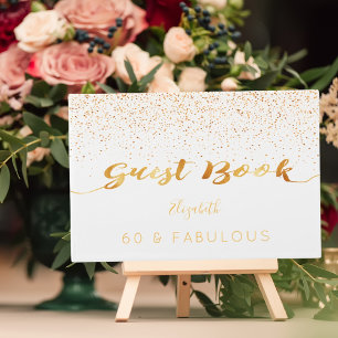 Livre D'or 60 Fabuleux anniversaire blanc confetti or