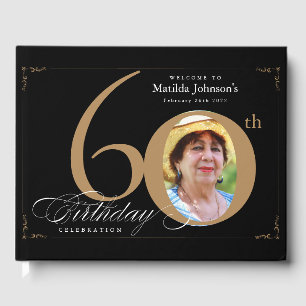 Livre D'or 60e anniversaire Elegant Black Gold Calligraphie