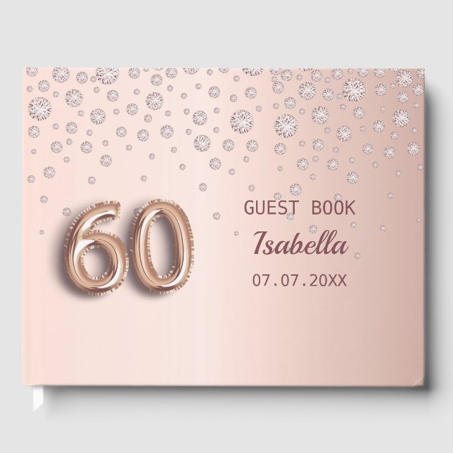 Livre D'or 60e anniversaire rose or blush nom glamour (Recto)