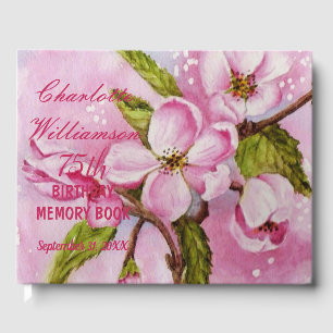 Livre D'or 75e fleurs roses Mémoire florale d'anniversaire