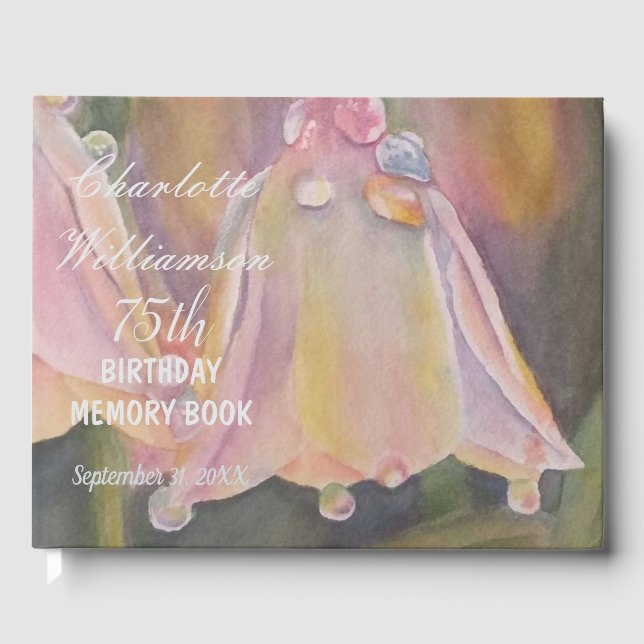 Livre D'or 75e Pastel Bell Floral Anniversaire Mémoire (Recto)