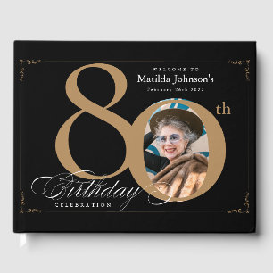Livre D'or 80e Anniversaire Calligraphie Or Black Photo perso
