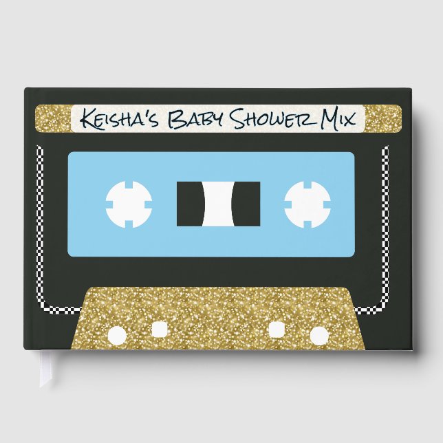 Livre D'or 80s 90s Retro Cassette Tape Guest Book | Baby Blue (Recto)