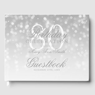 Livre d'or 80th Birthday Silver Bokeh Sparkle Ligh