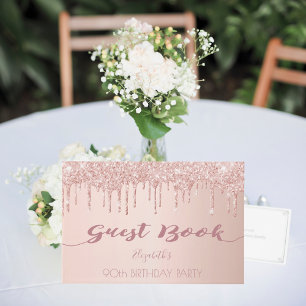 Livre D'or 90e anniversaire rose parties scintillant or goutt