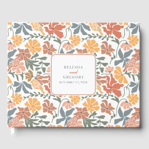 Livre D'or Abstrait Floral & Oiseaux Mi-siècle Mariage modern