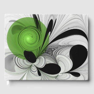 Livre D'or Abstrait noir et blanc avec art fractal vert