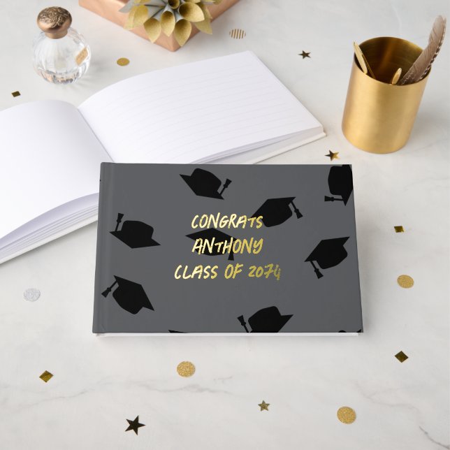Livre D'or Ado Casquette noir diplômé (Recto ouvert)