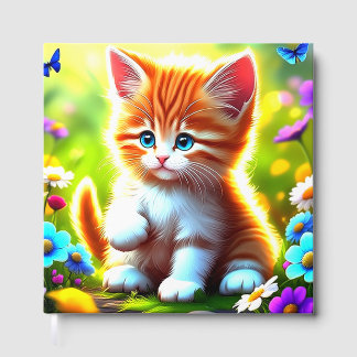 Livre D'or Adorable Tabby Kitten in a Floral Wonderland Art P