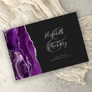 Livre D'or Agate violet moderne Argent Script foncé