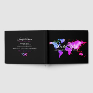 Livre D'or Agent de voyage Globe Map Trip Black Pink