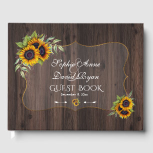 Livre D'or Ambiance romantique Sunflower Mariage en bois