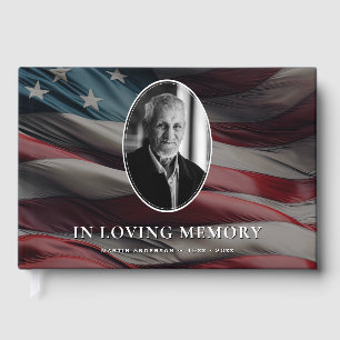 Livre D'or American Flag Patriotique Photo Funeral Memorial