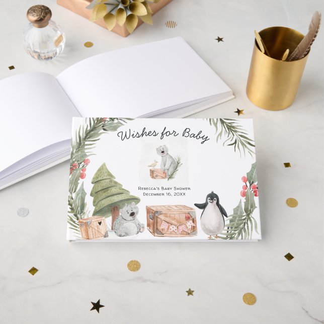 Livre D'or Amis d'hiver | Pingouins et ours polaires (Recto ouvert)