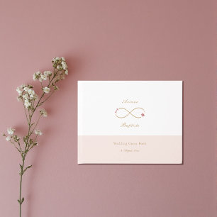 Livre D'or Amour infini Double Bonheur Mariage Blanc Rose