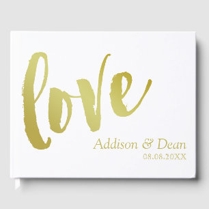 Livre D'or Amour Mariage de script Gold Brush