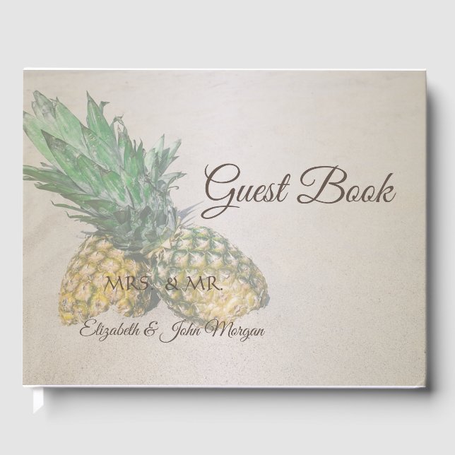 Livre D'or Ananas de mariage sur la plage (Recto)