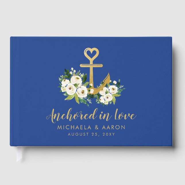 Livre D'or Ancré dans Love Floral Mariage nautique (Recto)