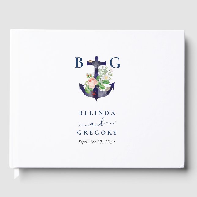 Livre D'or Ancre Floral Nautical Summer Mariage (Recto)