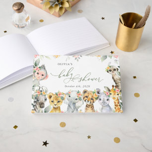 Livre D'or Animaux de la jungle, Safari, Fleurs, Baby shower