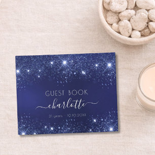 Livre D'or Anniversaire bleu marine parties scintillant scint