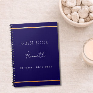 Livre d'or anniversaire bleu or minimaliste petit