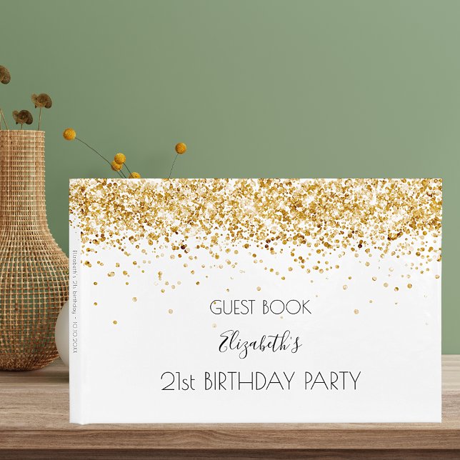 Livre D'or Anniversaire de fête blanc or parties scintillant  (Créateur téléchargé)
